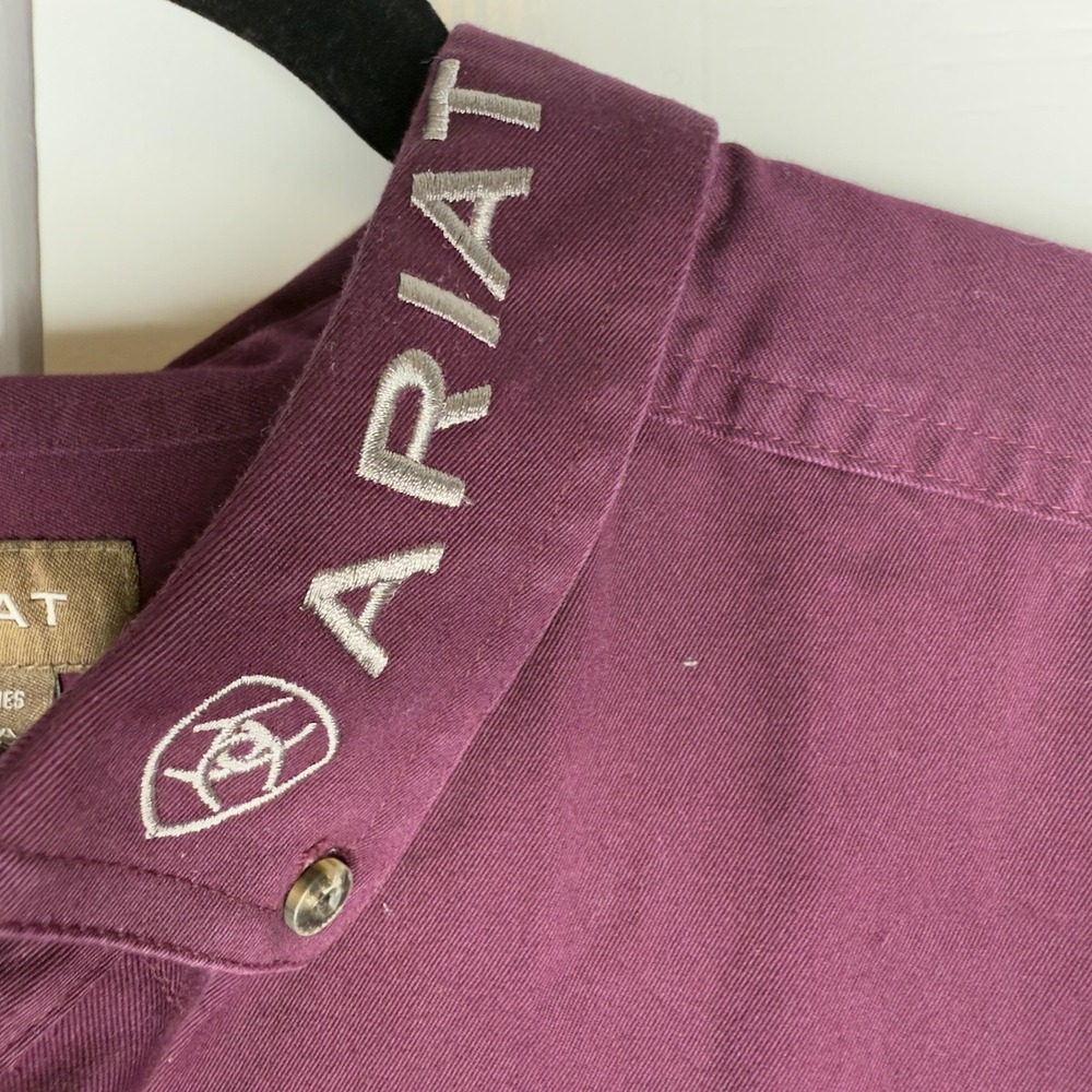 Ariat Shirt Mens 2XL Purple Solid Long Sleeve Twill Button Up Western - Picture 2 of 11